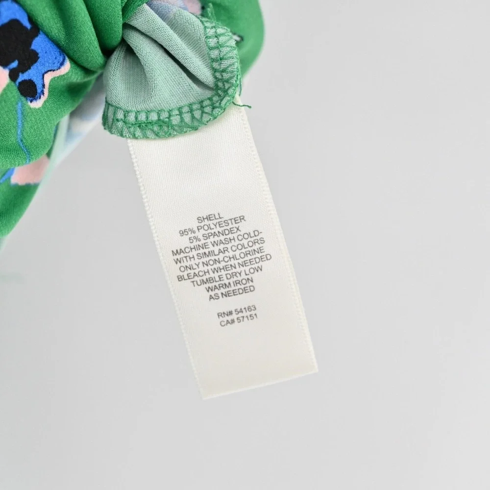 ELIZA J Dress Size 14 Green Floral V‎ Neck Long Sleeve Tie Belt Faux Wrap Midi - Picture 8 of 12